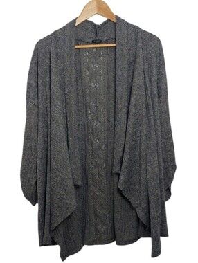 Studio 1886 Women's Size XL Grey Open Front Draped Cardigan Sweater